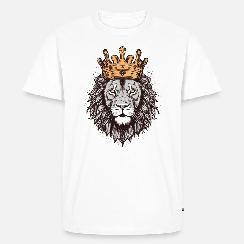 Löwe mit Krone - Männer Premium Bio T-Shirt - Weiß