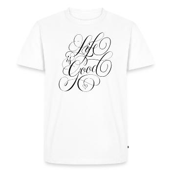 La vie est belle - T-shirt Premium bio Homme - blanc - Devant - Nico (187cm)