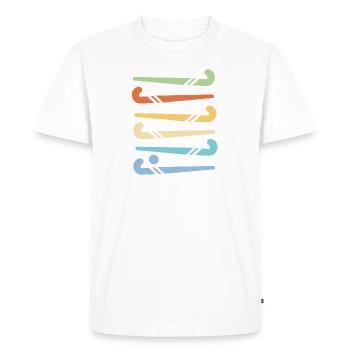 Hockeyschläger - Männer Premium Bio T-Shirt - Weiß - Vorne - Nico (187cm)