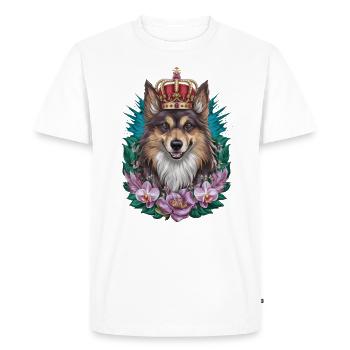 Norwegian Elkhound in Cartoon Design - Men's Premium Organic T-Shirt - white - Front - Nico (187cm)