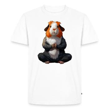 Yoga Cochon d’Inde - T-shirt Premium bio Homme - blanc - Devant - Nico (187cm)