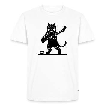 Tigre Hockey Sur Glace Silhouette De Joueur De Hockey Sur Glace - T-shirt Premium bio Homme - blanc - Devant - Nico (187cm)