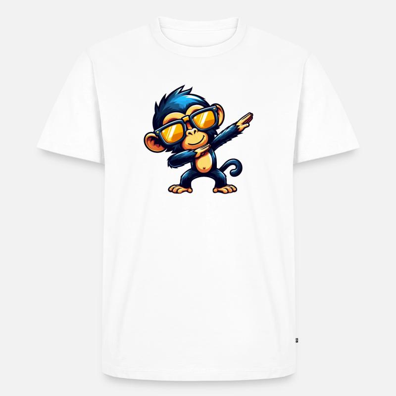Schimpanse Dabbing Cool Affe Tanzend - Männer Premium Bio T-Shirt - Weiß