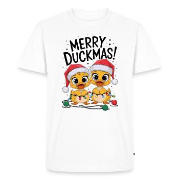 Canards Noël fermier drôle joyeux duckmas - T-shirt Premium bio Homme - blanc - Devant - Nico (187cm)
