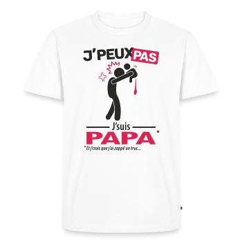 J'peux pas, j'suis papa (couche) - T-shirt Premium bio Homme - blanc - Devant - Nico (187cm)