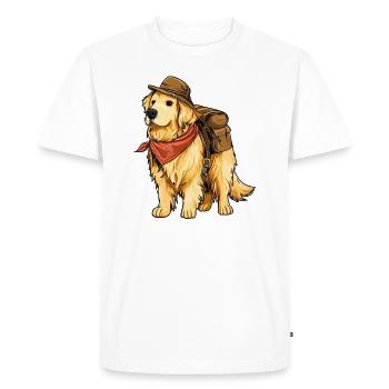 Golden Retriever Dog l’explorateur - T-shirt Premium bio Homme - blanc - Devant - Nico (187cm)