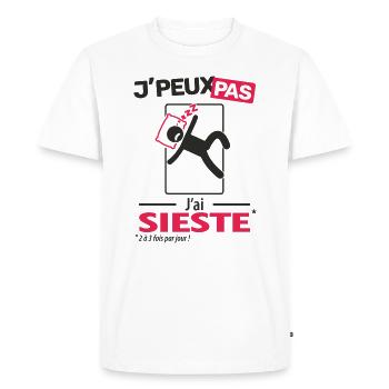 J'peux pas, j'ai sieste - T-shirt Premium bio Homme - blanc - Devant - Nico (187cm)