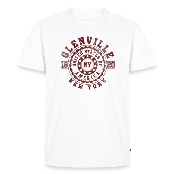 Glenville NY | New York Travel & Souvenir Gift - Men's Premium Organic T-Shirt - white - Front - Nico (187cm)