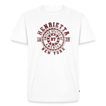 Henrietta NY | New York Travel & Souvenir Gift - Men's Premium Organic T-Shirt - white - Front - Nico (187cm)