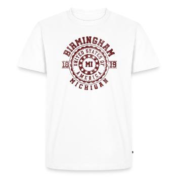 Birmingham, MI | Michigan voyage Souvenir cadeau - T-shirt Premium bio Homme - blanc - Devant - Nico (187cm)