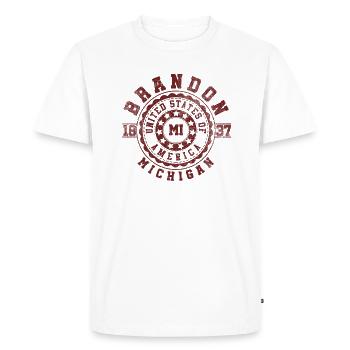 Brandon, Michigan (États-Unis) | Michigan voyage & cadeau Souvenir - T-shirt Premium bio Homme - blanc - Devant - Nico (187cm)