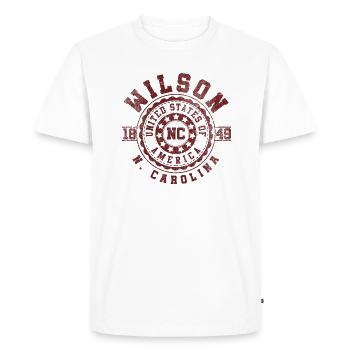 Wilson NC (États-Unis) | Cadeau de voyage en Caroline du Nord - T-shirt Premium bio Homme - blanc - Devant - Nico (187cm)