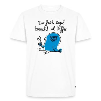 Les lève-tôt a besoin de beaucoup de café - T-shirt Premium bio Homme - blanc - Devant - Nico (187cm)