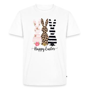 Joyeuses Pâques - 3 lapins de Pâques vous souhaitent de joyeuses Pâques - T-shirt Premium bio Homme - blanc - Devant - Nico (187cm)
