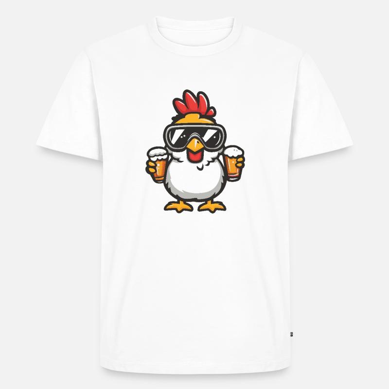 Huhn Apres Ski Bier - Männer Premium Bio T-Shirt - Weiß
