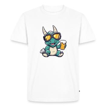 Dinosaure tricératops Bière d’après-ski - T-shirt Premium bio Homme - blanc - Devant - Nico (187cm)