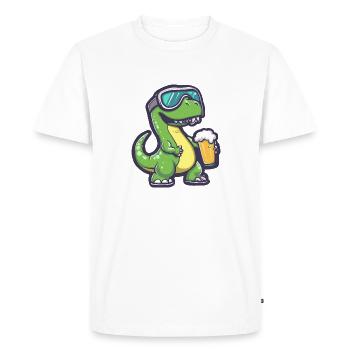 Bière après-ski dinosaure brontosaure - T-shirt Premium bio Homme - blanc - Devant - Nico (187cm)