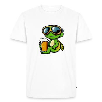 Bière d’après-ski Chameleon - T-shirt Premium bio Homme - blanc - Devant - Nico (187cm)