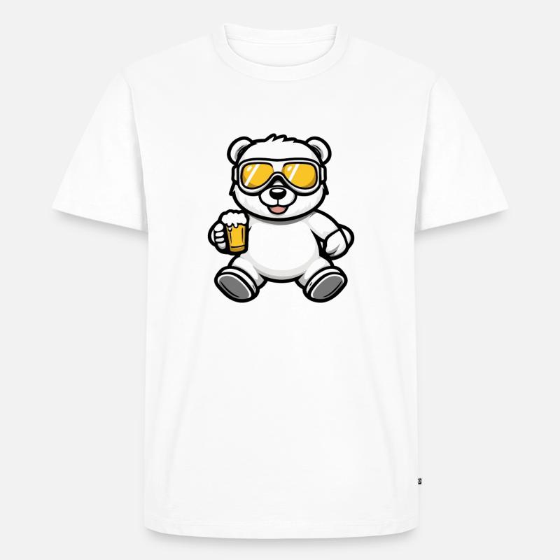 Bär Apres Ski Bier Comic - Männer Premium Bio T-Shirt - Weiß