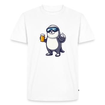 Seal Animal Après Ski Beer Comic - Men's Premium Organic T-Shirt - white - Front - Nico (187cm)