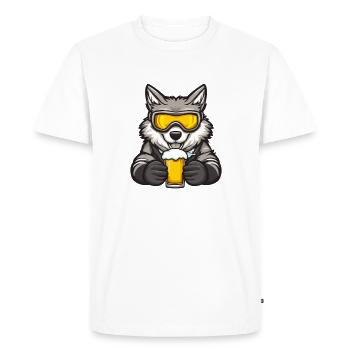 Wolf Après-Ski Bière Bande Dessinée - T-shirt Premium bio Homme - blanc - Devant - Nico (187cm)
