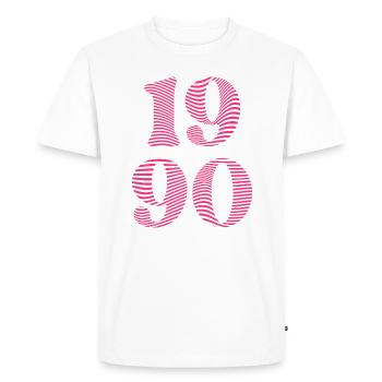 1990 - Design minimaliste pour l’anniversaire - T-shirt Premium bio Homme - blanc - Devant - Nico (187cm)