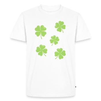 Trèfle à quatre feuilles St Patrick’s Day Luck - T-shirt Premium bio Homme - blanc - Devant - Nico (187cm)
