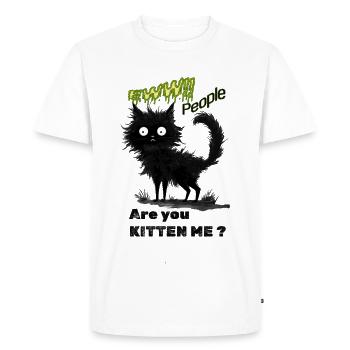 Chat noir fantaisiste - T-shirt Premium bio Homme - blanc - Devant - Nico (187cm)