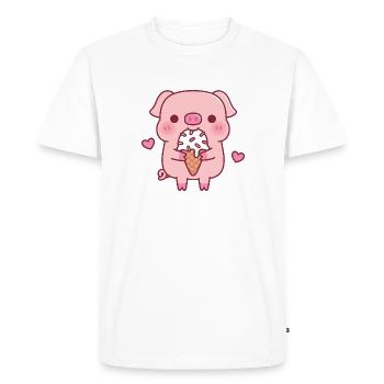 Cute Piggy Loves Icecream - Men's Premium Organic T-Shirt - white - Front - Nico (187cm)