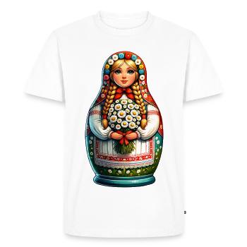Matriochka en russe Matriochka Poupée Russe - T-shirt Premium bio Homme - blanc - Devant - Nico (187cm)