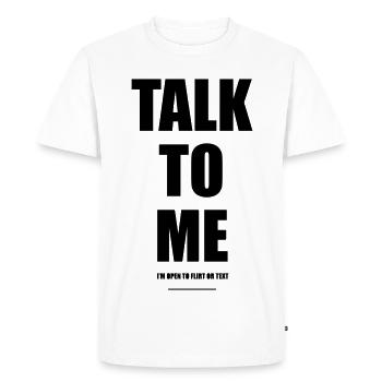 Parle-moi – Porte des mots - T-shirt Premium bio Homme - blanc - Devant - Nico (187cm)