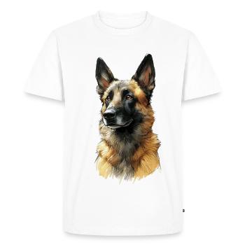 German Shepherd Portrait Illustration - Men's Premium Organic T-Shirt - white - Front - Nico (187cm)