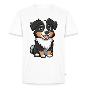 Australian Shepherd Dog Comic Cute - Men's Premium Organic T-Shirt - white - Front - Nico (187cm)