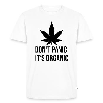 Ne paniquez pas, c'est une feuille de chanvre biologique - T-shirt Premium bio Homme - blanc - Devant - Nico (187cm)