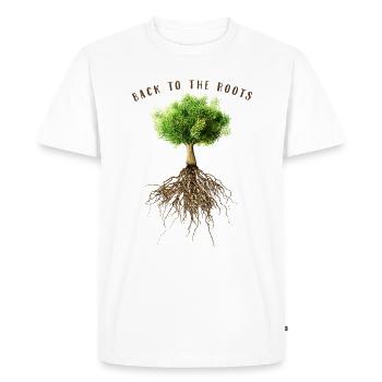 RETOUR À L'ARBRE À RACINES - T-shirt Premium bio Homme - blanc - Devant - Nico (187cm)