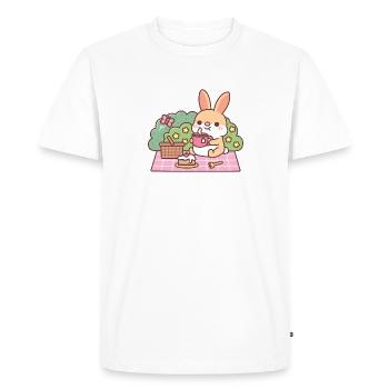Lapin mignon dégustant du thé lors d’un pique- - T-shirt Premium bio Homme - blanc - Devant - Nico (187cm)