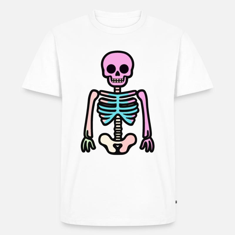 Skelett Halloween Comic - Männer Premium Bio T-Shirt - Weiß