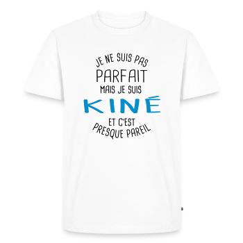 Pas parfait mais kiné - T-shirt Premium bio Homme - blanc - Devant - Nico (187cm)