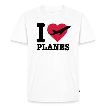 I love planes - black - Männer Premium Bio T-Shirt - Weiß - Vorne - Nico (187cm)