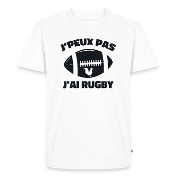 Je Peux Pas J'ai Rugby - T-shirt Premium bio Homme - blanc - Devant - Nico (187cm)