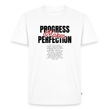 Progress Makes Perfection - Men's Premium Organic T-Shirt - white - Front - Nico (187cm)