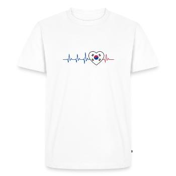 HEARTBEAT SOUTH KOREA KOREA ECG FLAG GIFT - Men's Premium Organic T-Shirt - white - Front - Nico (187cm)