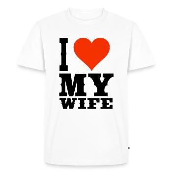 J’aime le t-shirt de ma femme - T-shirt Premium bio Homme - blanc - Devant - Nico (187cm)
