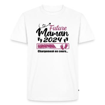 Future Maman 2024 Chargement En Cours - Cadeau - T-shirt Premium bio Homme - blanc - Devant - Nico (187cm)