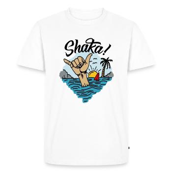 Shaka surfer greeting Hawaii - Men's Premium Organic T-Shirt - white - Front - Nico (187cm)