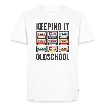 80s 90s Cassette Mixtape Retro Funny - T-shirt Premium bio Homme - blanc - Devant - Nico (187cm)