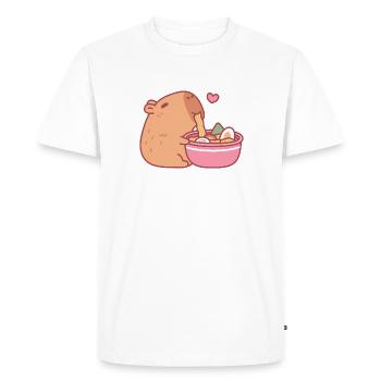 Capybara mignon mangeant des ramen - T-shirt Premium bio Homme - blanc - Devant - Nico (187cm)