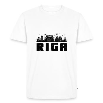 Portrait de la ville de Riga et cadeau de vacances - T-shirt Premium bio Homme - blanc - Devant - Nico (187cm)