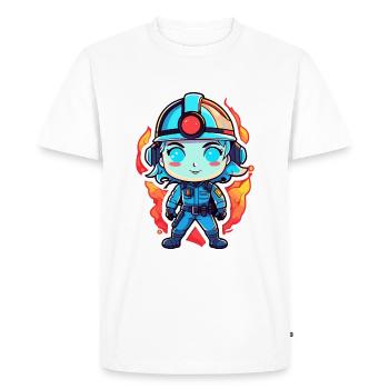 Dessin de pompier - T-shirt Premium bio Homme - blanc - Devant - Nico (187cm)