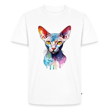 Sphynx Chat Aquarelles - T-shirt Premium bio Homme - blanc - Devant - Nico (187cm)